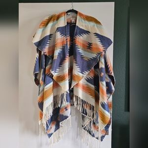 Free People WARM Aztec Patterned Poncho